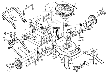 Main Frame Diagram and Parts List for 917372590  Craftsman Lawn Mower