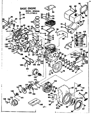 Basic Engine Diagram and Parts List for 143578012  Craftsman Engine