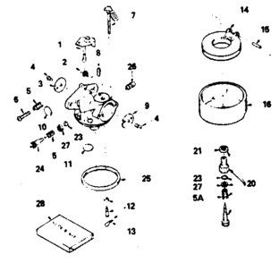 Carburetor No. 632334 Diagram and Parts List for 143796042  Craftsman Engine