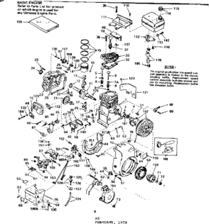 Replacement Parts Diagram and Parts List for 143697012  Craftsman Engine