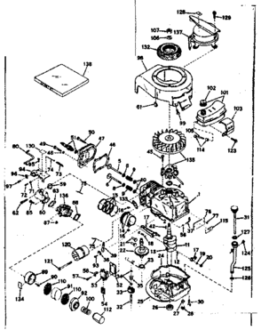 Basic Engine Diagram and Parts List for 143144082  Craftsman Engine
