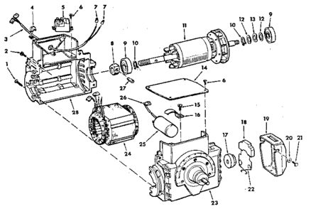 Motor Asm. 63605 Diagram and Parts List for 63605  Craftsman Power Motor