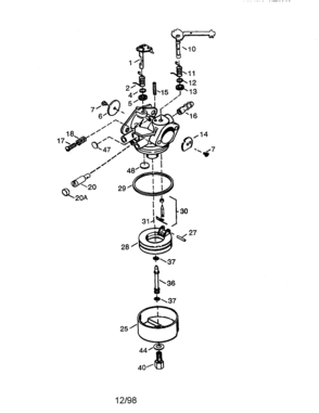 Carburetor No.# 640012 Diagram and Parts List for 143640012  Craftsman Lawn Mower