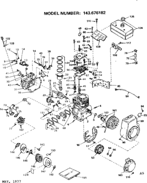Replacement Parts Diagram and Parts List for 143676182  Craftsman Engine