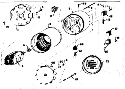 Stator And Fan Assembly Diagram and Parts List for 58057421  Craftsman Engine