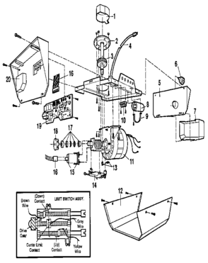 Chassis Assembly Diagram and Parts List for 13953325  Craftsman Garage Door Opener