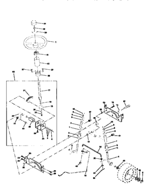 Steering Assembly Diagram and Parts List for 917258502  Craftsman Lawn Tractor
