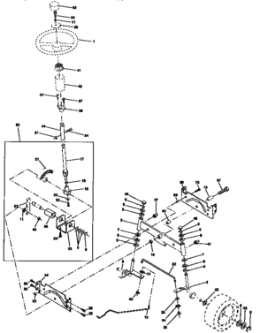 Steering Assembly Diagram and Parts List for 917258513  Craftsman Lawn Tractor