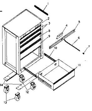 Chest Diagram and Parts List for 706652002  Craftsman Tool Stand & Cart