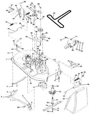 38" Mower Deck Diagram and Parts List for 917255575  Craftsman Lawn Tractor
