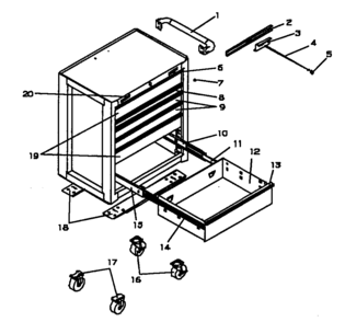 Tool Box Diagram and Parts List for 706598921  Craftsman Tool Stand & Cart
