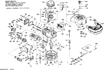 Replacement Parts Diagram and Parts List for 143274232  Craftsman Engine