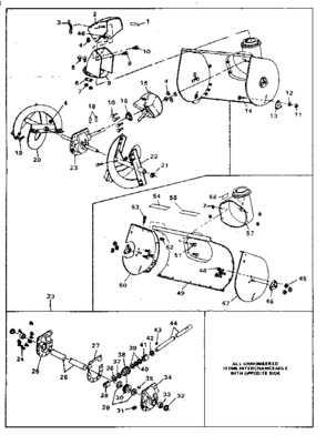 Chute Diagram and Parts List for 8874  Craftsman Snow Blower