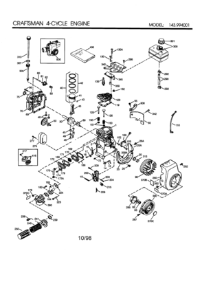 Craftsman 4-cycle Engine Diagram and Parts List for 143994001  Craftsman Engine