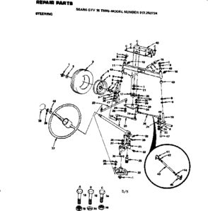 Steering Diagram and Parts List for 917253724  Craftsman Lawn Tractor