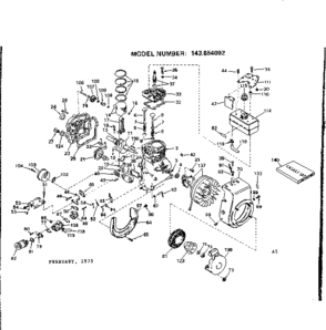 Replacement Parts Diagram and Parts List for 143654092  Craftsman Engine