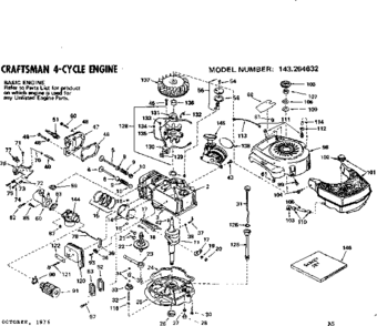 Replacement Parts Diagram and Parts List for 143264632  Craftsman Engine