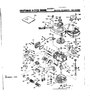 Replacement Parts Diagram and Parts List for 143344082  Craftsman Engine