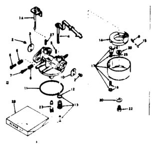 Carburetor 631712 Diagram and Parts List for 143636042  Craftsman Engine