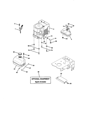 Engine Diagram and Parts List for 917271014  Craftsman Lawn Tractor