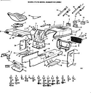 16 Lawn Tractor/enclosures Diagram and Parts List for 917252651  Craftsman Lawn Tractor