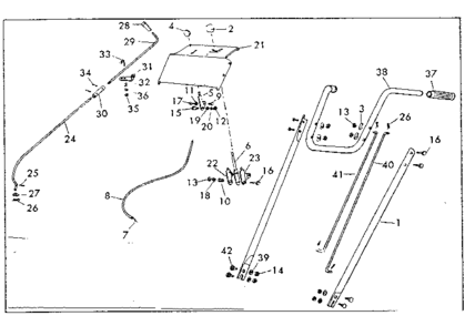 Handle Assembly Diagram and Parts List for 53682225  Craftsman Snow Blower