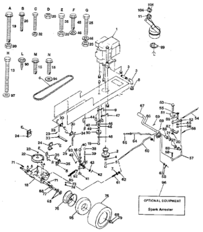 Drive Diagram and Parts List for 917255510  Craftsman Lawn Tractor