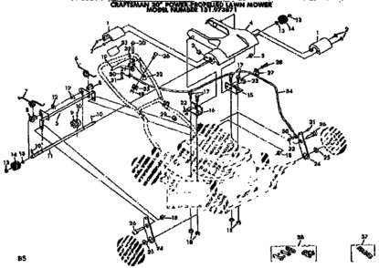 Handle Assembly Diagram and Parts List for 131973871  Craftsman Lawn Mower