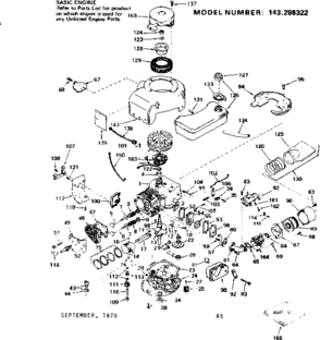 Replacement Parts Diagram and Parts List for 143286322  Craftsman Engine
