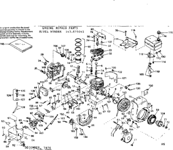 Replacement Parts Diagram and Parts List for 143675042  Craftsman Engine