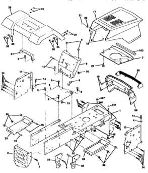 Chassis And Enclosures Diagram and Parts List for 917258503  Craftsman Lawn Tractor