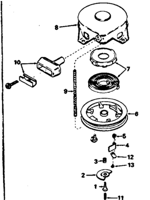 Rewind Starter Diagram and Parts List for 143744072  Craftsman Engine