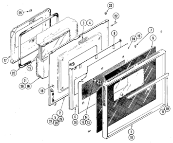 Door Lower Oven Diagram and Parts List for 489520  Craftsman Cabinet
