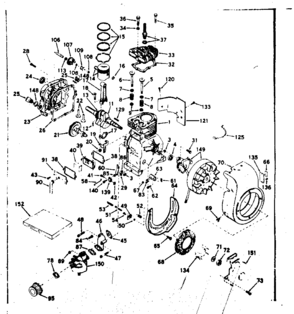 Basic Engine Diagram and Parts List for 143594082  Craftsman Engine