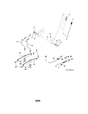 Lift Assembly Diagram and Parts List for 917274632  Craftsman Lawn Tractor