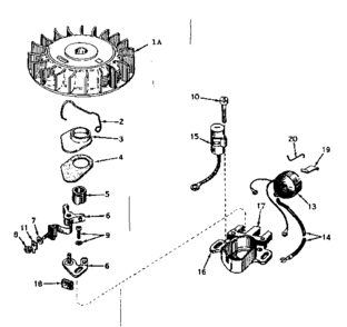 Magneto Diagram and Parts List for 143576212  Craftsman Engine