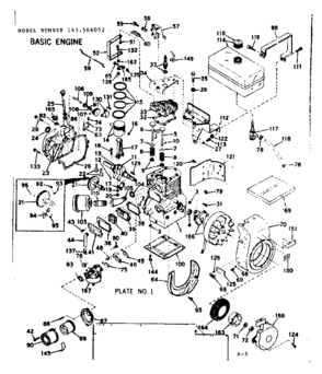 Basic Engine Diagram and Parts List for 143566052  Craftsman Engine