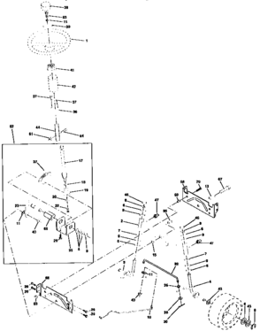 Steering Assembly Diagram and Parts List for 917259980  Craftsman Lawn Tractor