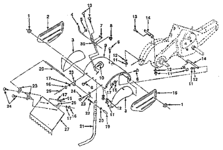Tine Shield Diagram and Parts List for 917299652  Craftsman Tiller