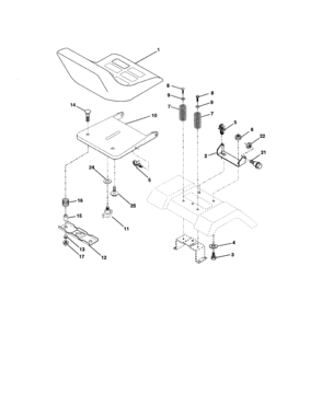 Seat Assembly Diagram and Parts List for 917271654  Craftsman Lawn Tractor