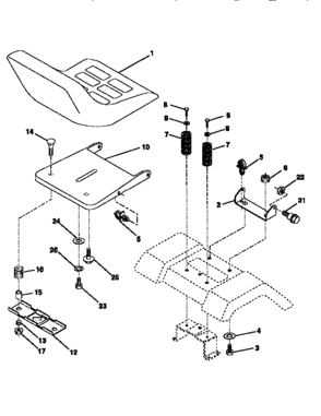 Seat Assembly Diagram and Parts List for 917252503  Craftsman Lawn Tractor