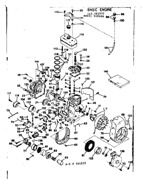 Basic Engine Diagram and Parts List for 143561032  Craftsman Engine