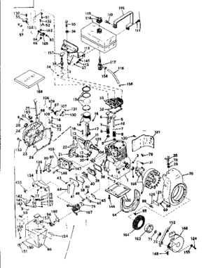 Basic Engine Diagram and Parts List for 143576022  Craftsman Engine