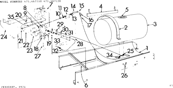 Tank And Frame Assembly Diagram and Parts List for 471467110  Craftsman Pressure Washer
