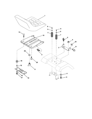 Seat Assembly Diagram and Parts List for 917273758  Craftsman Lawn Tractor