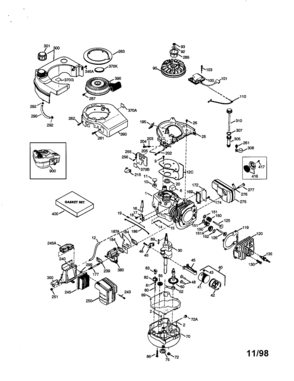 Craftsman 4-cycle Engine Diagram and Parts List for 143996500  Craftsman Engine