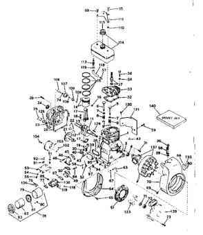 Basic Engine Diagram and Parts List for 143571112  Craftsman Engine