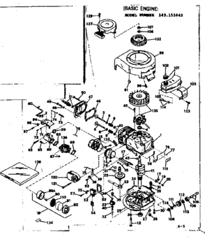 Basic Engine Diagram and Parts List for 143151042  Craftsman Engine