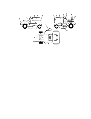 Decals Diagram and Parts List for 917272082  Craftsman Lawn Tractor