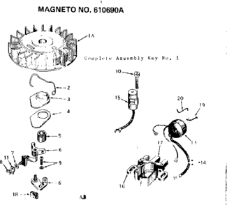 Magneto Diagram and Parts List for 143624022  Craftsman Engine